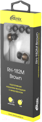 Наушники-гарнитура Ritmix RH-182M (коричневый)