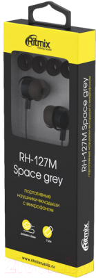 Наушники-гарнитура Ritmix RH-127M (серый космос)