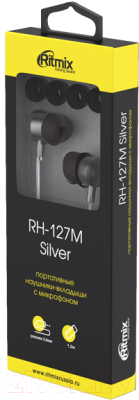 Наушники-гарнитура Ritmix RH-127M (серебристый)
