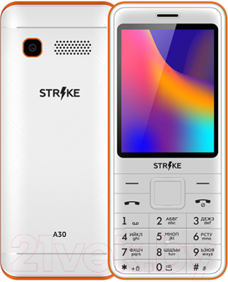 Мобильный телефон Strike A30 (белый/оранжевый)