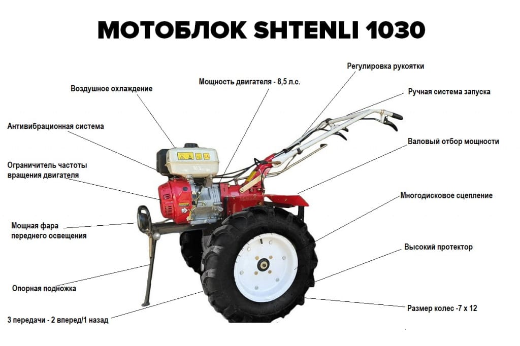 Мотокультиватор Shtenli 1030 P (8.5 л.с, колеса 6x12)