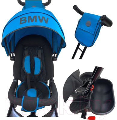 Трехколесный велосипед с ручкой BMW Trike 3 колеса / BMW-5M-N1210-Lblue (голубой)