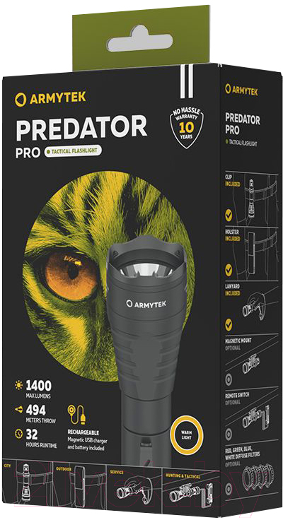 Фонарь Armytek Predator Pro Magnet USB F07301W XHP35 HI