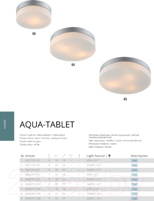 Светильник Arte Lamp Aqua-Tablet A6047PL-1CC