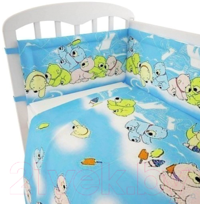 Комплект постельный для малышей Polini Kids Мишки 3 (120x60, голубой)