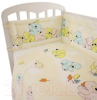 Комплект постельный для малышей Polini Kids Мишки 3 (120x60, желтый)