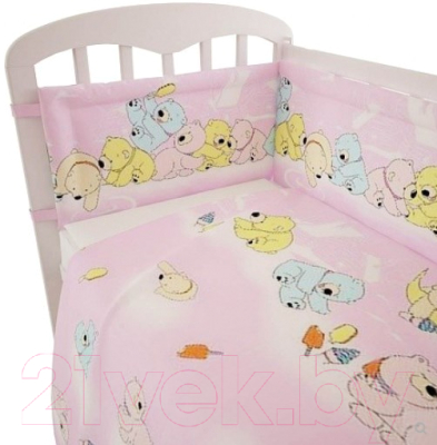 Комплект постельный для малышей Polini Kids Мишки 3 (120x60, розовый)
