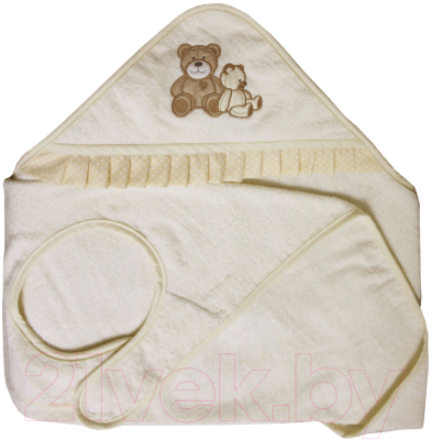 Полотенце с капюшоном Polini Kids Плюшевые мишки c вышивкой (бежевый)