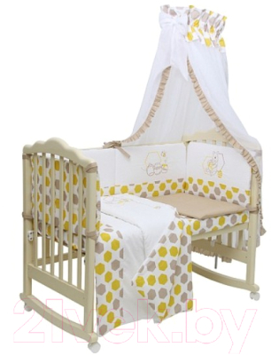 Комплект постельный для малышей Polini Kids Медвежонок Винни и его друзья 7 (макиато/желтый)