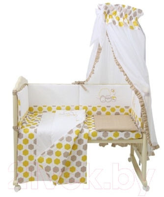 Комплект постельный для малышей Polini Kids Медвежонок Винни и его друзья 7 (макиато/желтый)