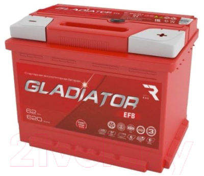 Автомобильный аккумулятор Gladiator EFB R+ (62 А/ч)