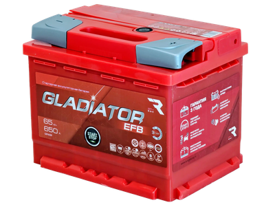 Автомобильный аккумулятор Gladiator EFB R+ (65 А/ч) - 