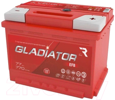 Автомобильный аккумулятор Gladiator EFB R+ (77 А/ч)