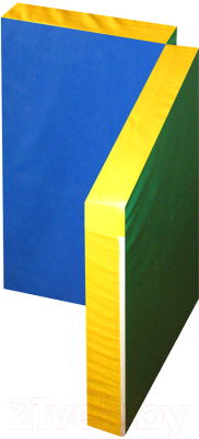 Гимнастический мат Юный Атлет Складной 1x1x0.1м (синий/зеленый/желтый)