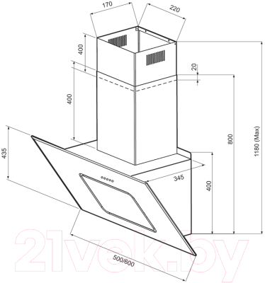 Вытяжка наклонная Krona Kirsa 500 Sensor / 00020290 (белый/белое стекло)