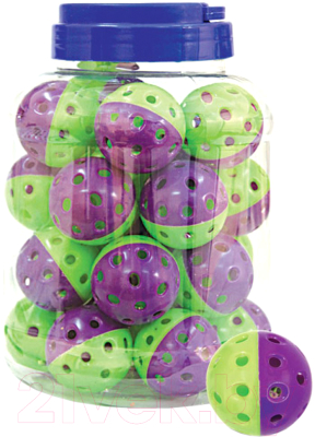 Набор игрушек для кошек Triol Мяч-погремушка 3833 / 22181012 (25шт, фиолетовый/зеленый)