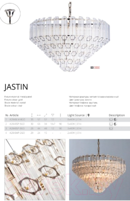 Люстра Arte Lamp Jastin A2848SP-5GO