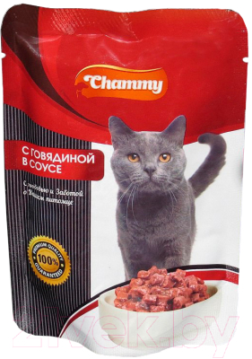 Влажный корм для кошек Chammy С говядиной в соусе (100г)
