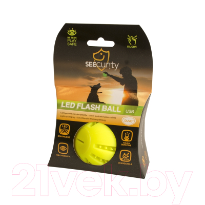 Игрушка для собак Duvo Plus Мяч светящийся / 10639/DV (желтый)