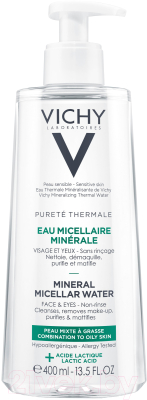 Мицеллярная вода Vichy Purete Thermale с минералами для жирной и комбинированной кожи (400мл)
