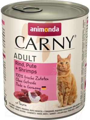 Влажный корм для кошек Animonda Carny Adult с говядиной, индейкой и креветками (800г)