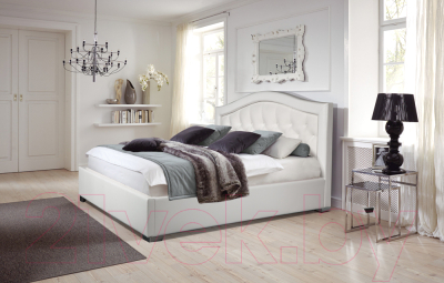 Двуспальная кровать ГрандМанар Дарина с фигурным изголовьем ДА-013.03 160x200 (Chili White)