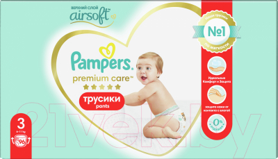 Подгузники-трусики детские Pampers Premium Care Pants Midi 3 (96шт)