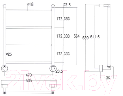 Полотенцесушитель водяной Margaroli Sole 3-482/F Chrome