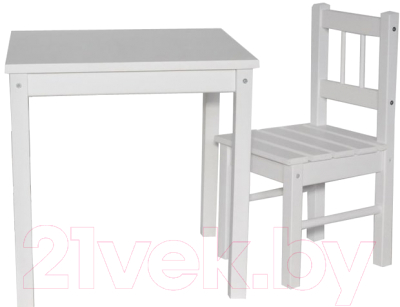 Комплект садовой мебели ВудГрупп 50x50x50 и 1 стульчиком (белый)
