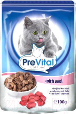 Влажный корм для кошек Prevital Veal in gravy (100г)