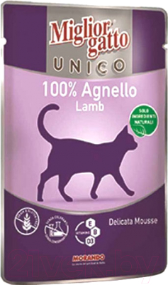 Влажный корм для кошек Miglior Gatto Unico Lamb (85г)