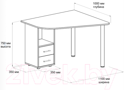 Письменный стол Domus Ким-1 / 11.501L.01.01 (левый, белый)