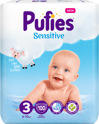 Подгузники детские Pufies Sensitive Midi 6-10кг (100шт)