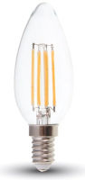 Лампа V-TAC 6 ВТ 600LM E14 4000K SKU-7424 (свеча, прозрачное стекло) - 