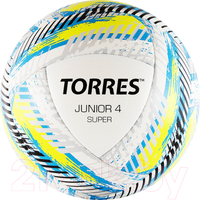Футбольный мяч Torres Junior-4 Super / F319204 (р-р 4, белый/желтый/голубой)