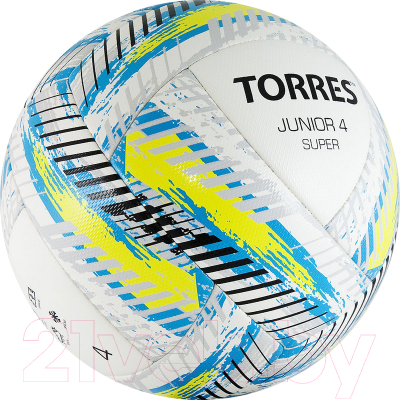 Футбольный мяч Torres Junior-4 Super / F319204 (р-р 4, белый/желтый/голубой)