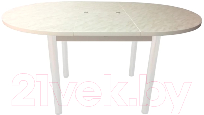 Обеденный стол Solt Круглый раздвижной (мрамор белый/ноги круглые белые)