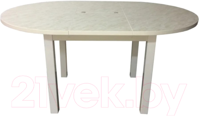 Обеденный стол Solt Круглый раздвижной (мрамор белый/ноги квадратные белые)