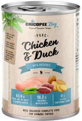Влажный корм для собак Chicopee Junior курица, утка с картофелем / H5091 (400г)