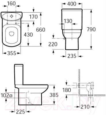 Унитаз напольный Roca Dama Senso 342517000 + 341517000 + ZRU9000041