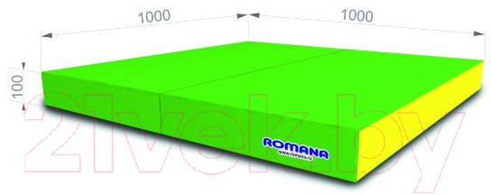 Гимнастический мат Romana 5.013.10 (светло-зеленый/желтый) — фото 2