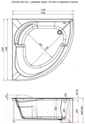 Ванна акриловая Aquanet Fregate 120x120