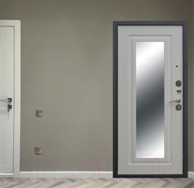 Входная дверь Гарда Царское зеркало Муар Белый ясень (86х205, левая)