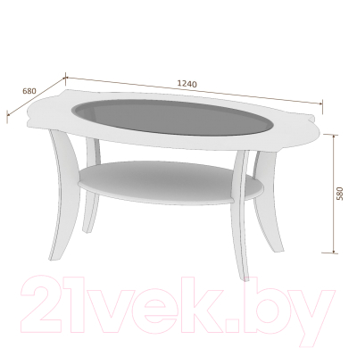Журнальный столик Кортекс-мебель Лотос-8 (ясень белый)