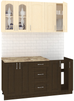 Кухонный гарнитур Кортекс-мебель Корнелия Ретро 1.6м (венге светлый/венге/мадрид) - 