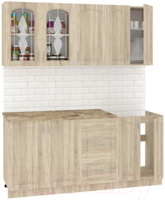 Готовая кухня Кортекс-мебель Корнелия Ретро 1.8м (дуб сонома/мадрид)