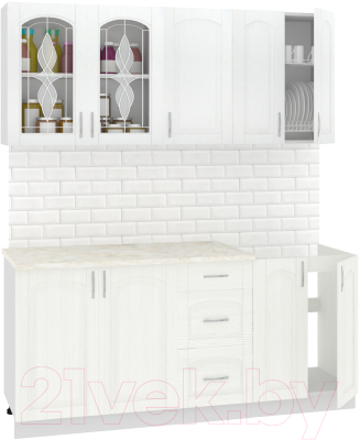 Готовая кухня Кортекс-мебель Корнелия Ретро 1.8м (ясень белый/королевский опал)