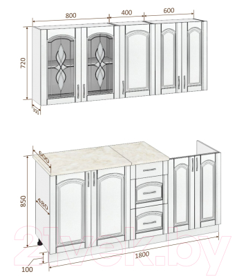 Готовая кухня Кортекс-мебель Корнелия Ретро 1.8м (дуб сонома/королевский опал)