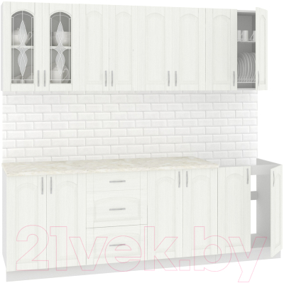 Готовая кухня Кортекс-мебель Корнелия Ретро 2.3м (ясень белый/королевский опал)