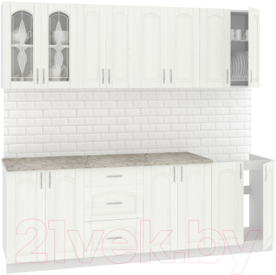 Готовая кухня Кортекс-мебель Корнелия Ретро 2.3м (ясень белый/марсель)